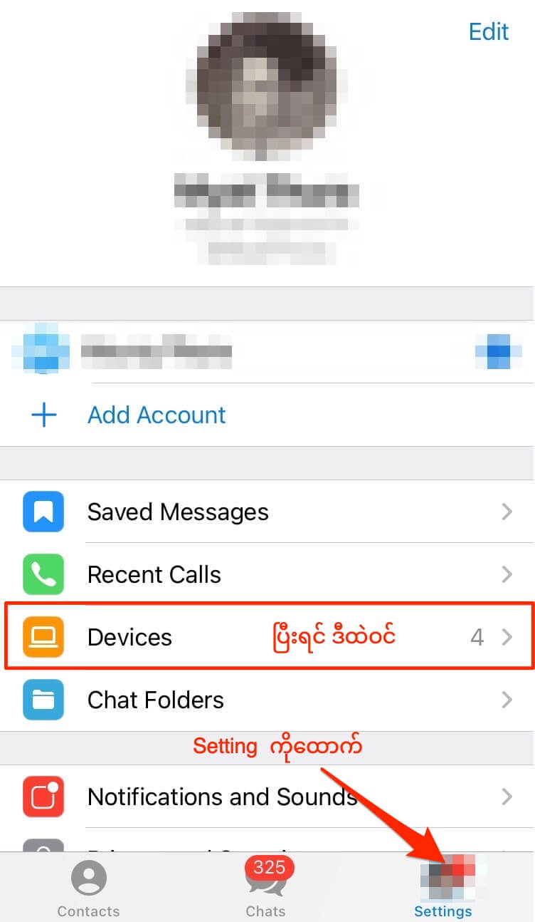 Telegram account privacy settings