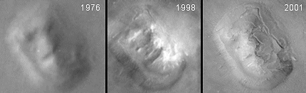 အင်္ဂါဂြိုလ် ပေါ်က မျက်နှာကြီး နေရာကို ၁၉၉၈ နှင့် ၂၀၀၁ တွင် ထပ်မံဓါတ်ပုံ ရိုက်ထားတဲ့ ပုံတွေပါ