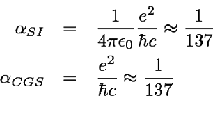 Fine structure constant formula