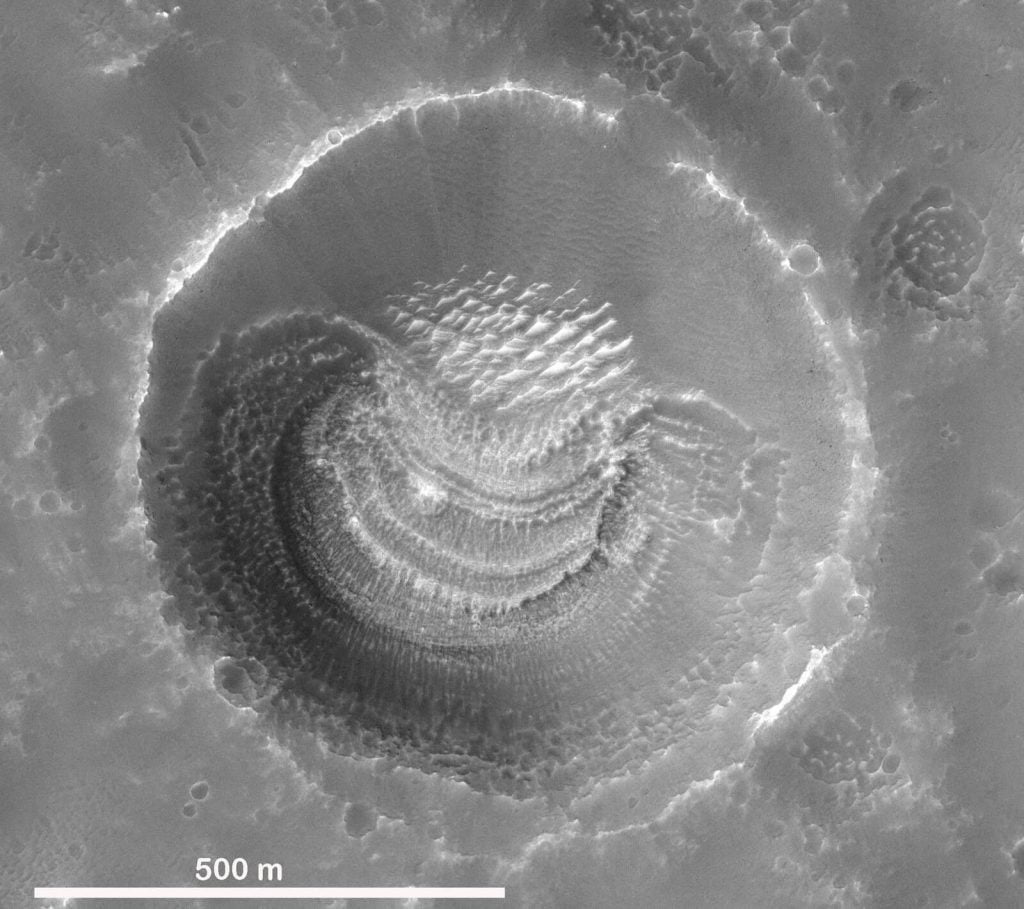 Mysterious mars crater deposits